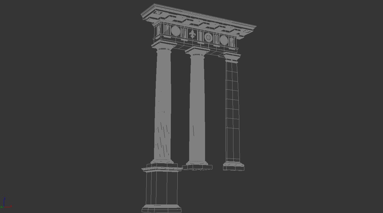 Doric column with pedestal and entablature on Vignola 3D model_16