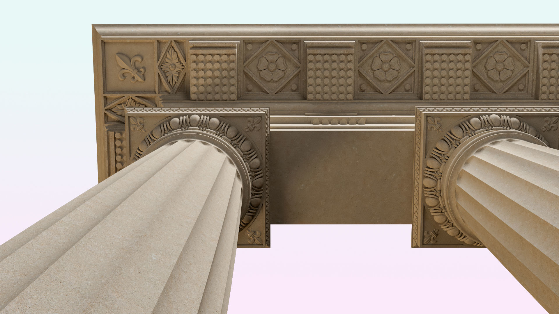 Doric column with pedestal and entablature on Vignola 3D model_7