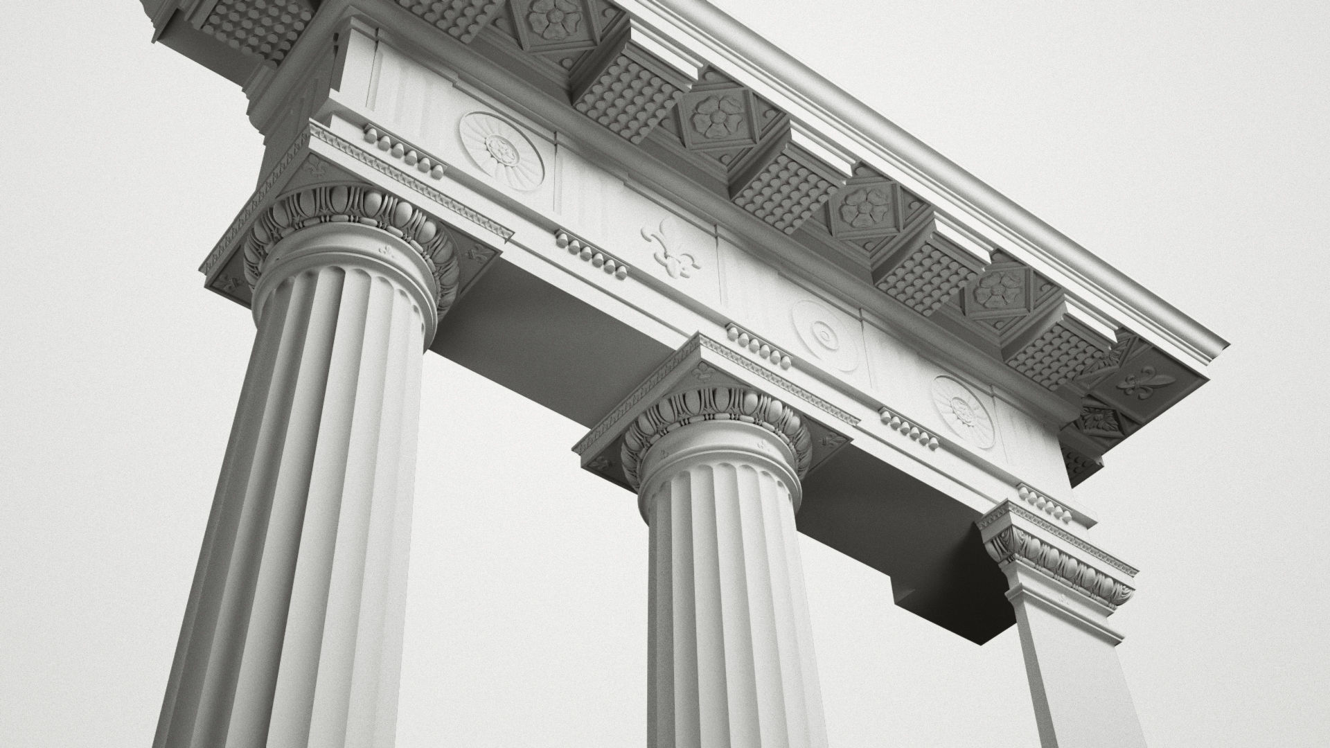 Doric column with pedestal and entablature on Vignola 3D model_8