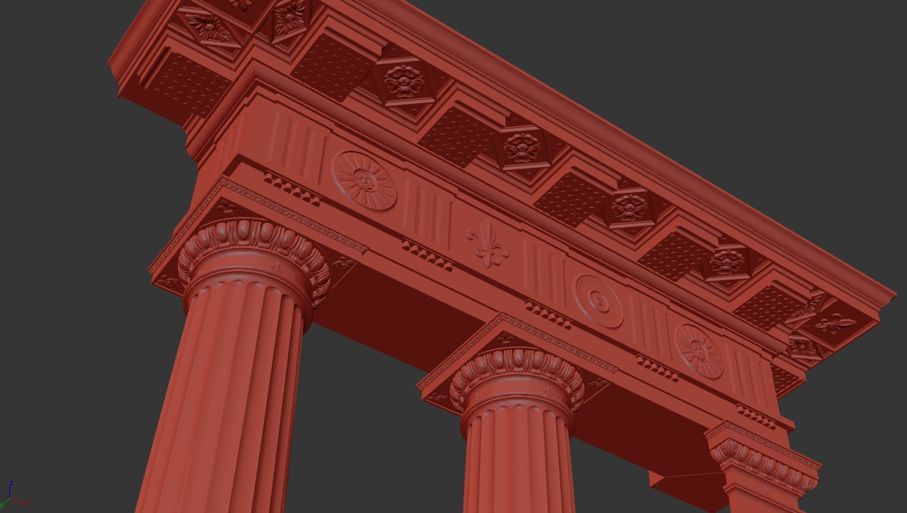 Doric column with pedestal and entablature on Vignola 3D model_15