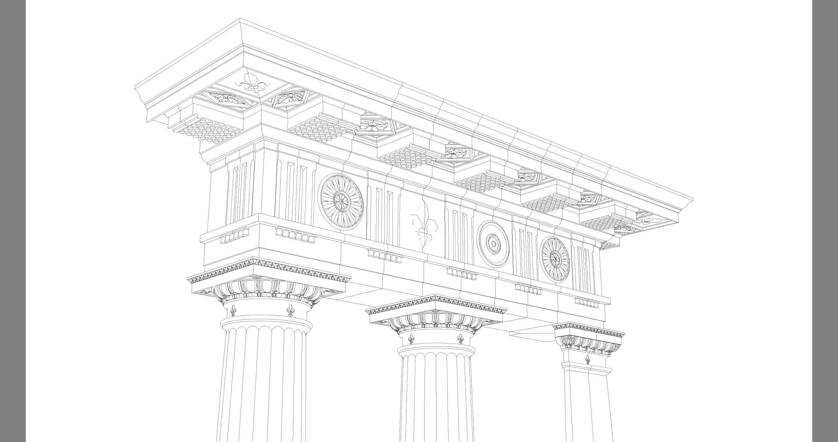 Doric column with pedestal and entablature on Vignola 3D model_12