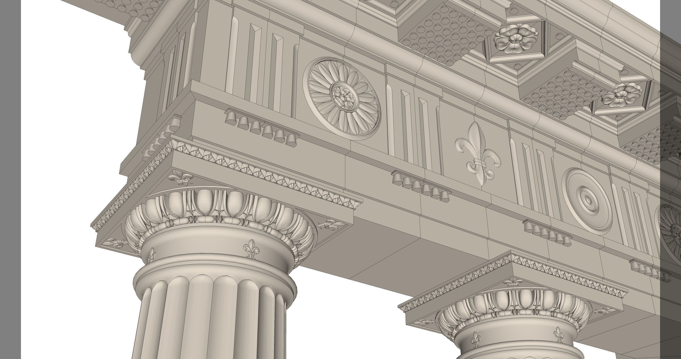 Doric column with pedestal and entablature on Vignola 3D model_9