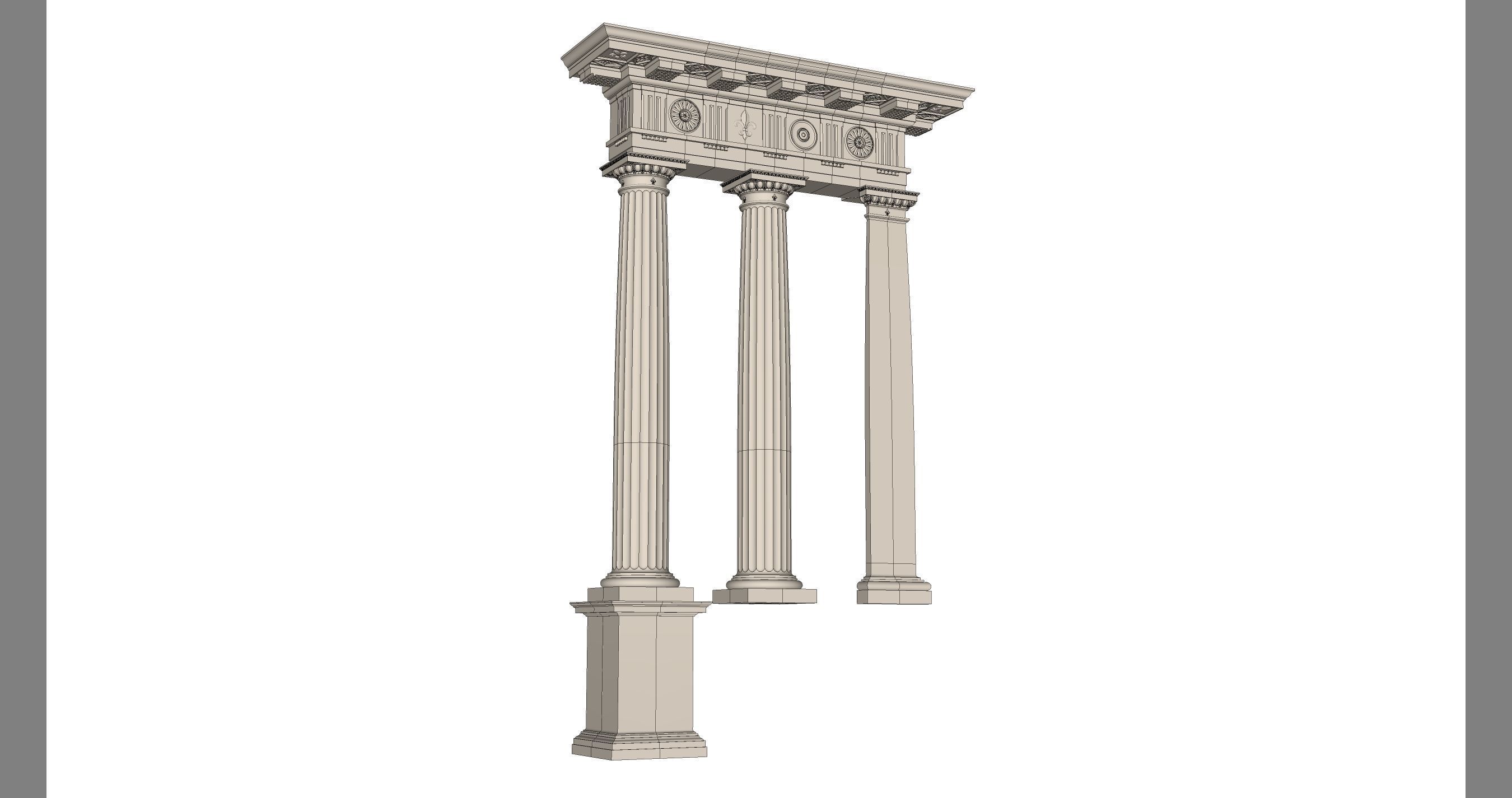 Doric column with pedestal and entablature on Vignola 3D model_10