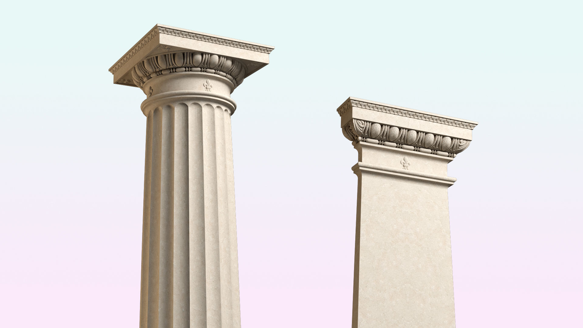 Doric column with pedestal and entablature on Vignola 3D model_4