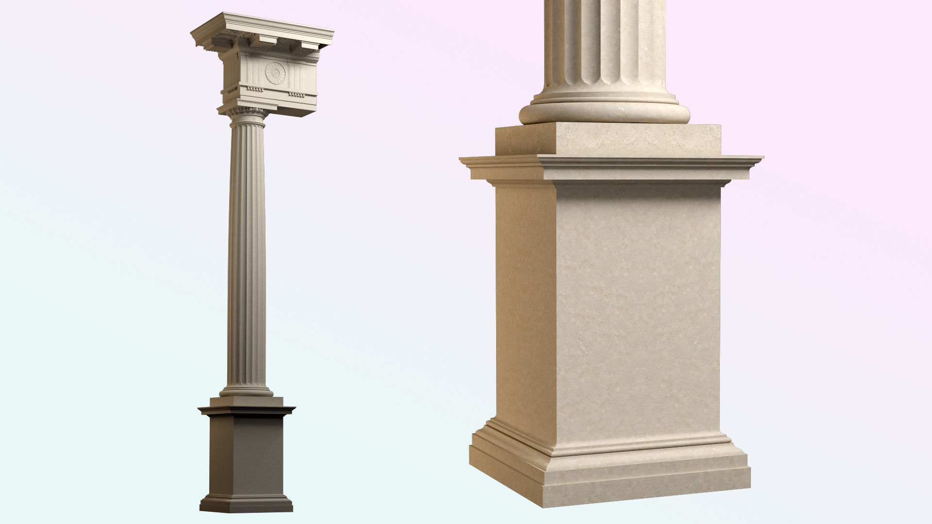 Doric column with pedestal and entablature on Vignola 3D model_5