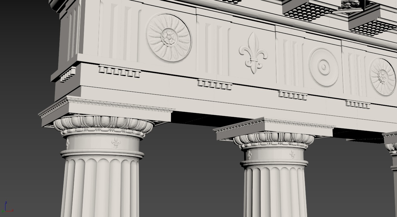 Doric column with pedestal and entablature on Vignola 3D model_14
