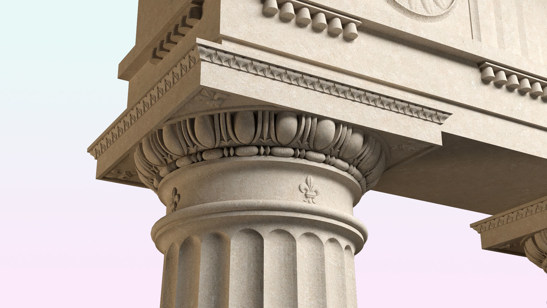 Doric column with pedestal and entablature on Vignola 3D model_6