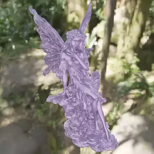 Fairy statue in woods 3D print model