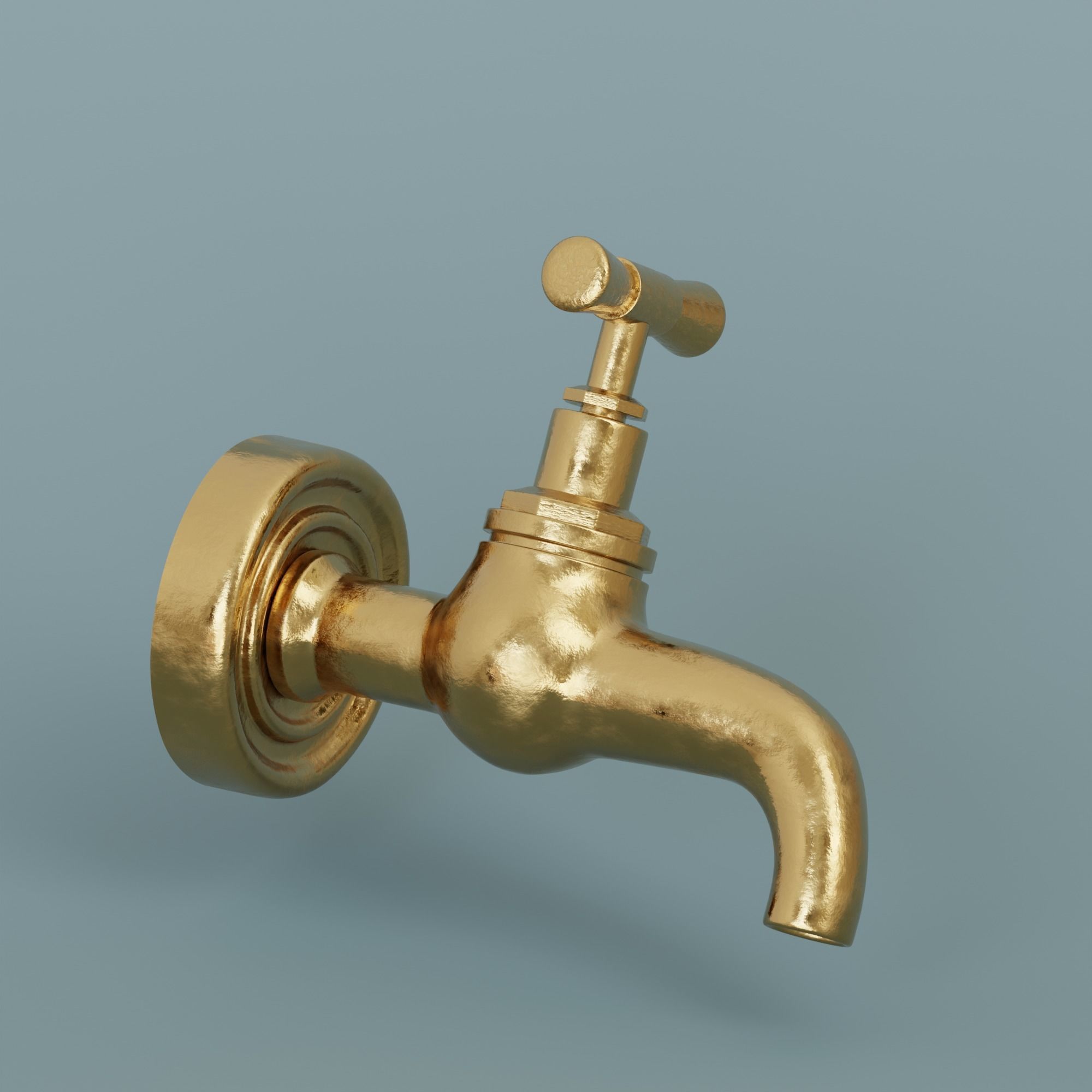 Bronze Tap Low-poly 3D model_1