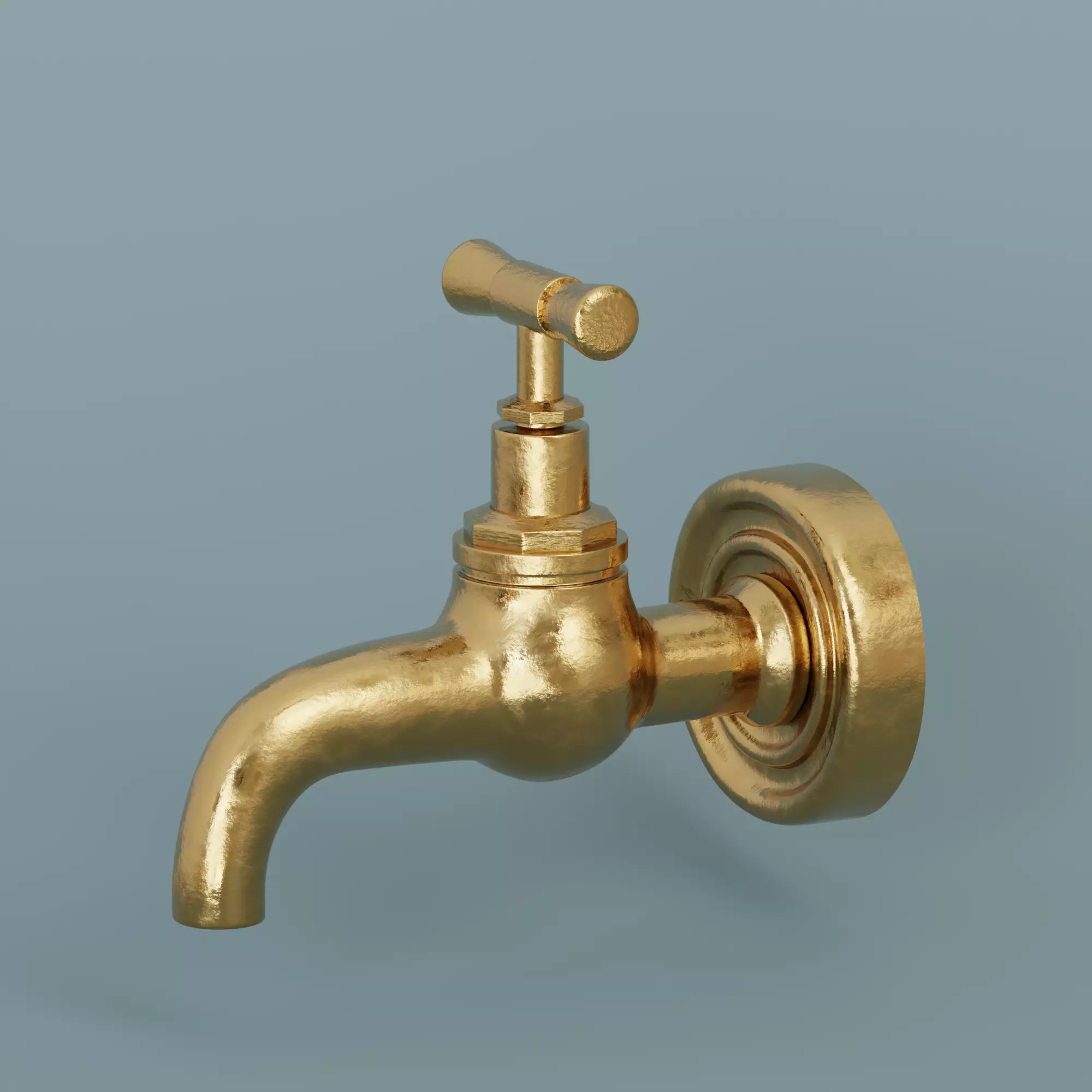 Bronze Tap Low-poly 3D model_0