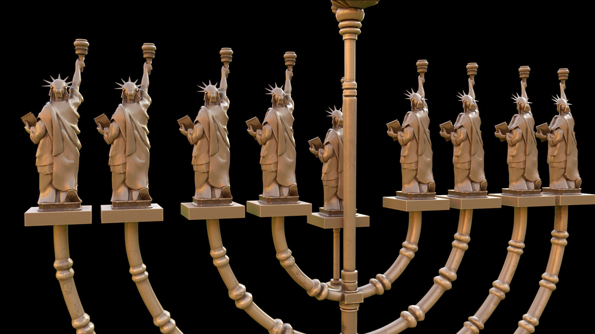 candle holder liberty statue america 3D model_14