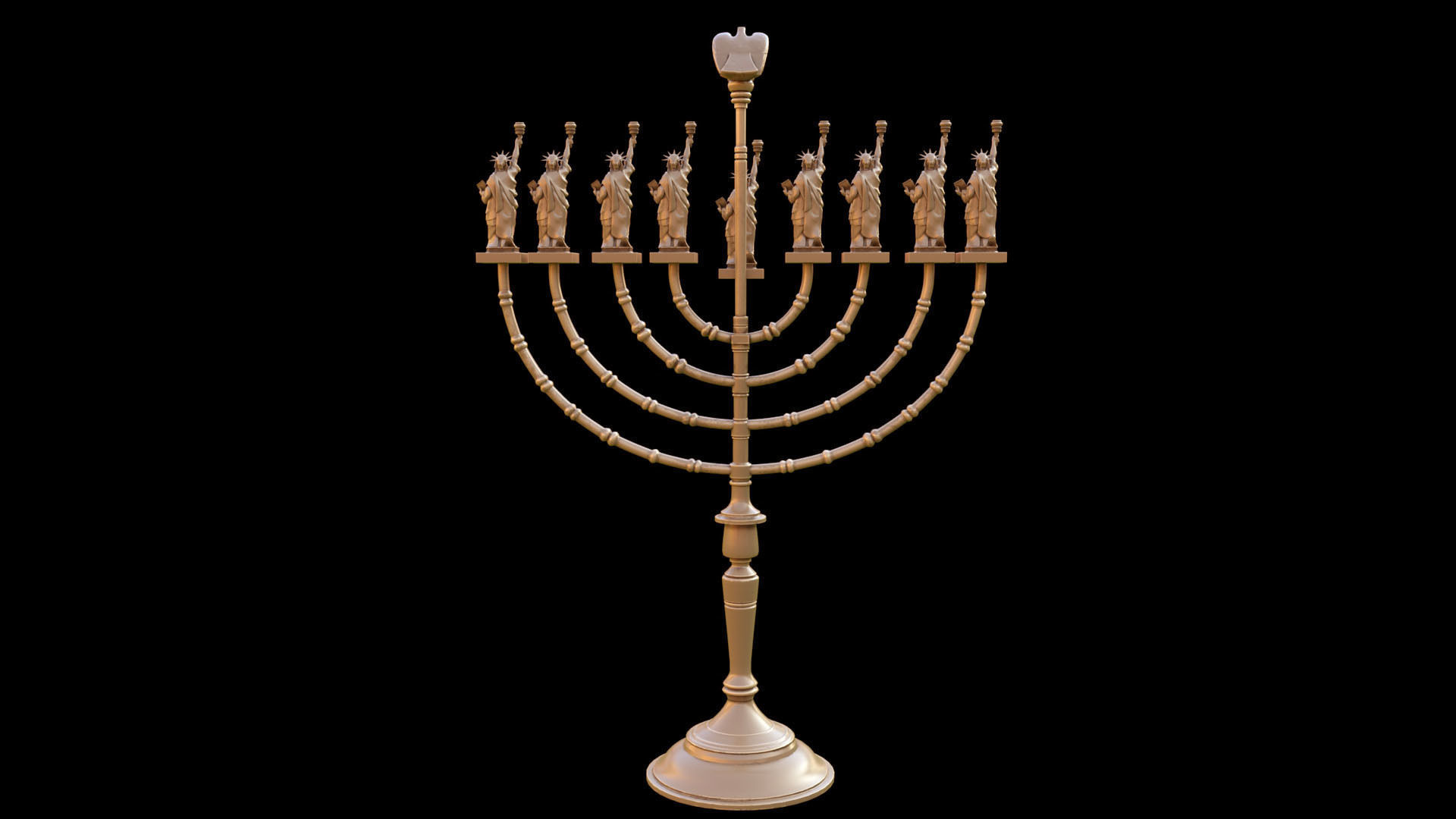 candle holder liberty statue america 3D model_13