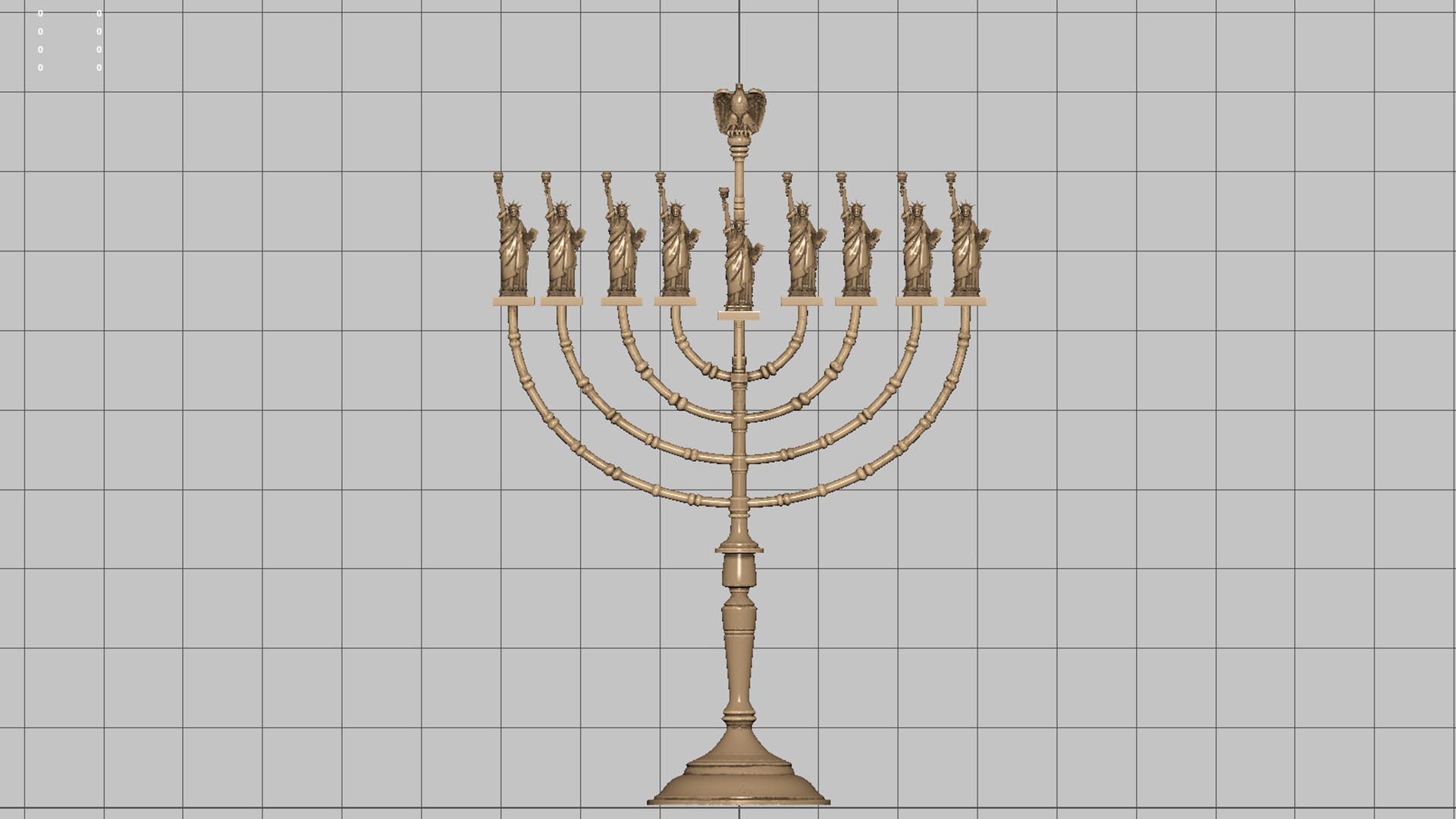 candle holder liberty statue america 3D model_1