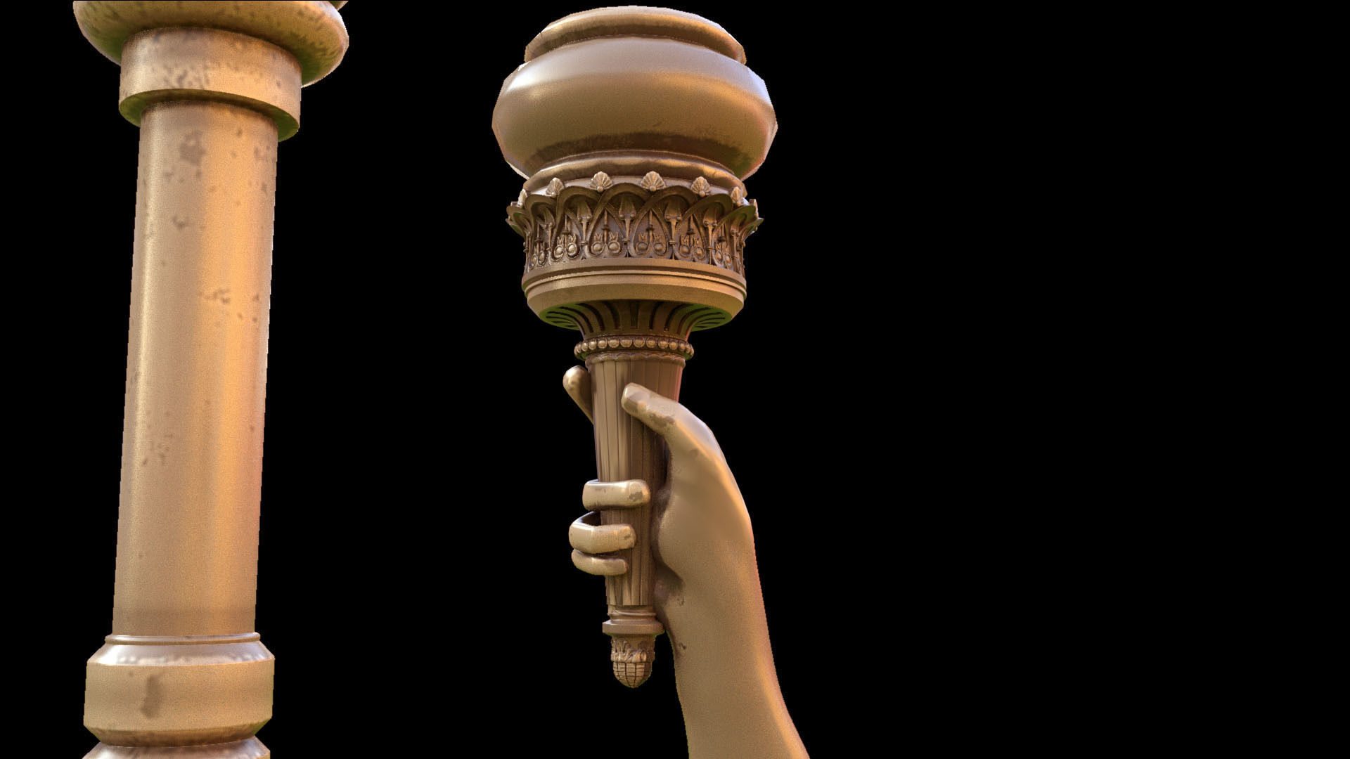 candle holder liberty statue america 3D model_10