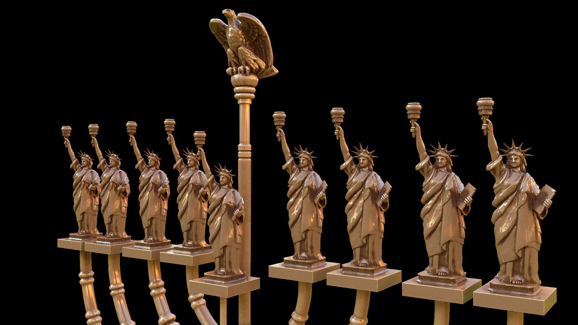 candle holder liberty statue america 3D model_8