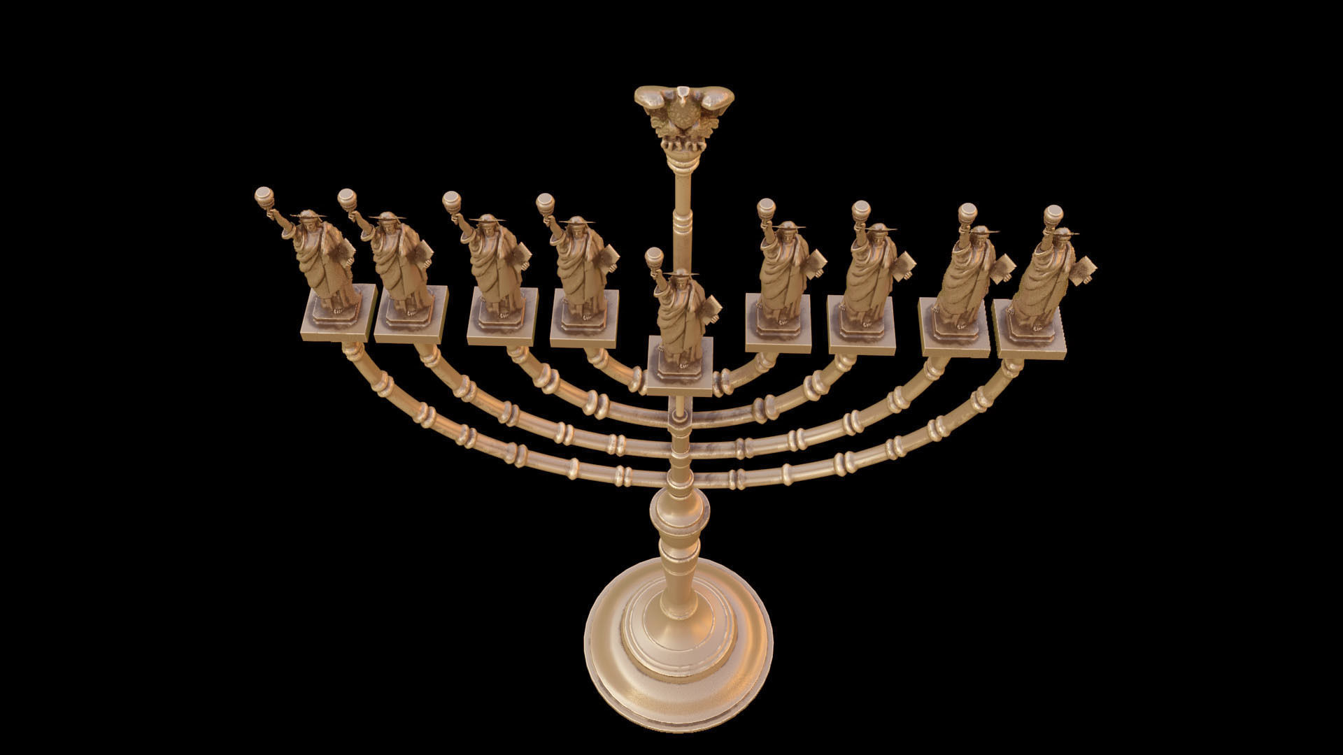 candle holder liberty statue america 3D model_11