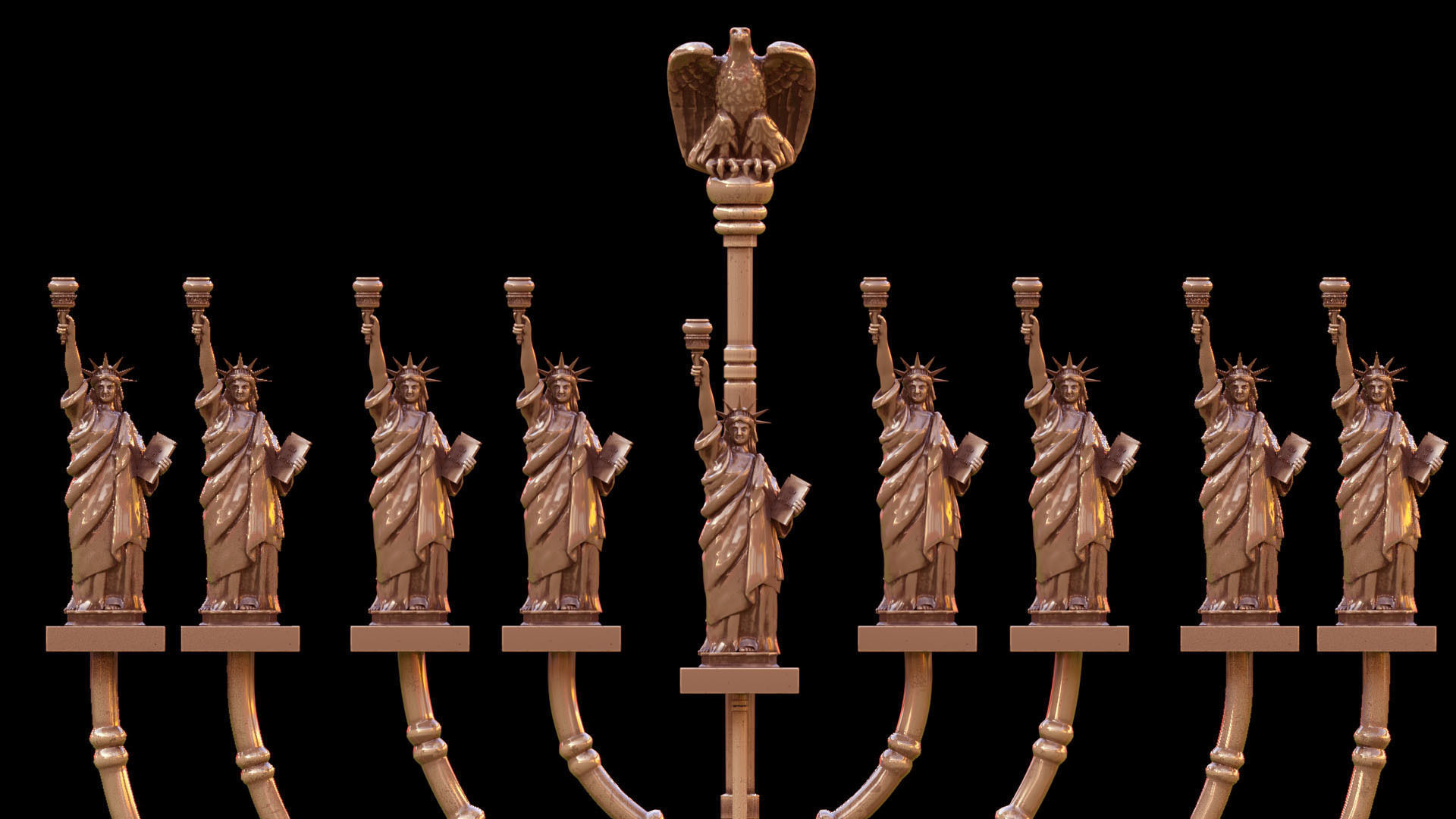 candle holder liberty statue america 3D model_7