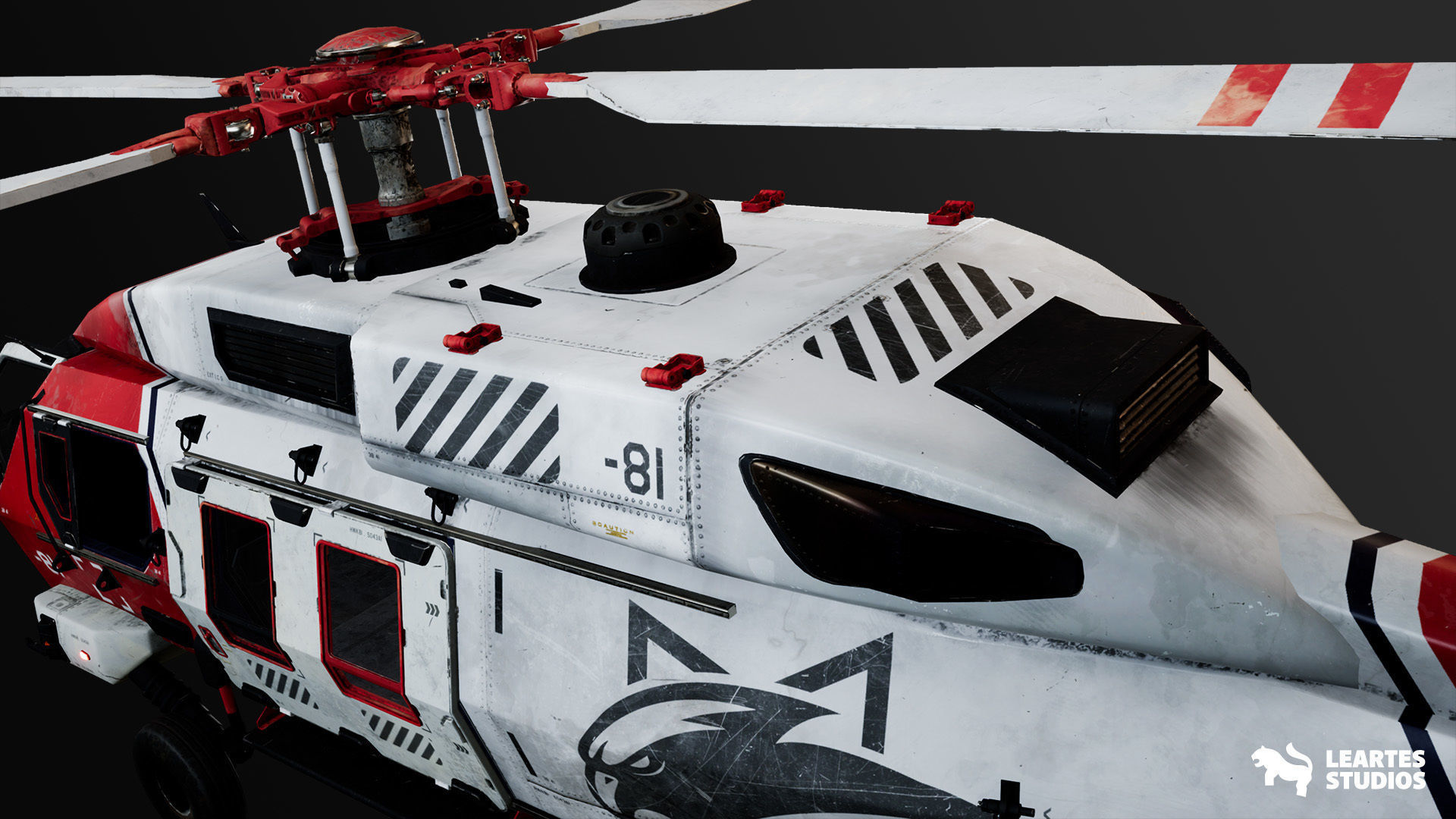 Military Helicopter - Rigged and BP Controllable with skins Low-poly 3D model_5