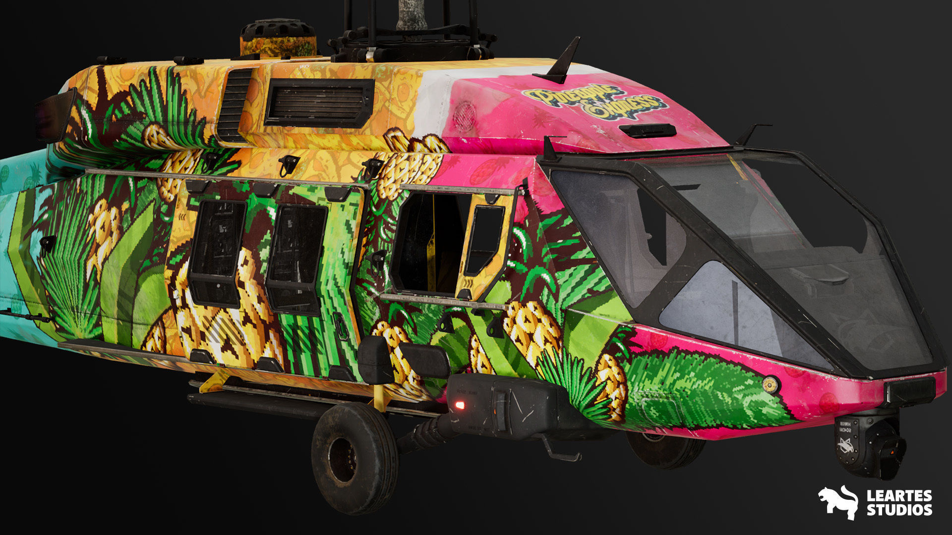 Military Helicopter - Rigged and BP Controllable with skins Low-poly 3D model_10