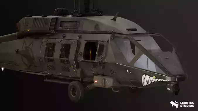 Military Helicopter - Rigged and BP Controllable with skins Low-poly 3D model