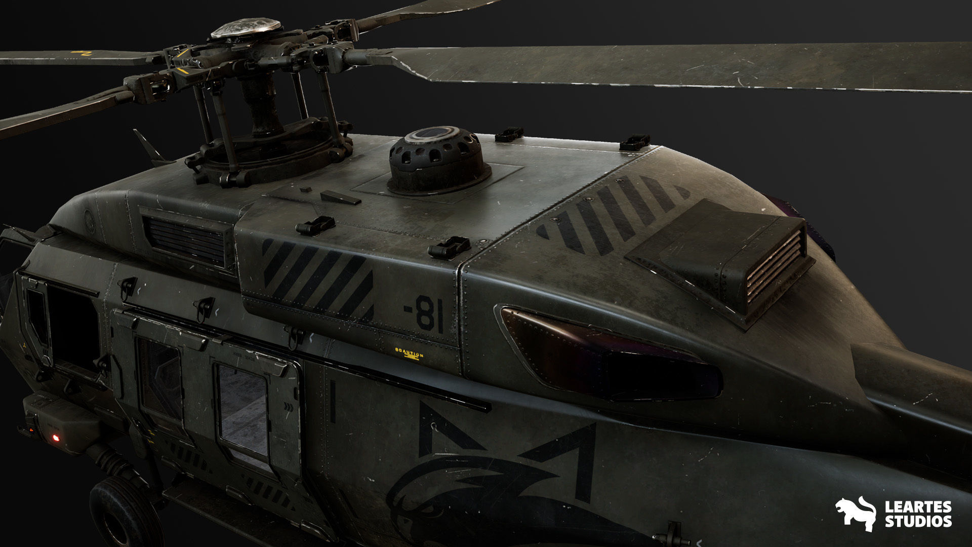 Military Helicopter - Rigged and BP Controllable with skins Low-poly 3D model_6