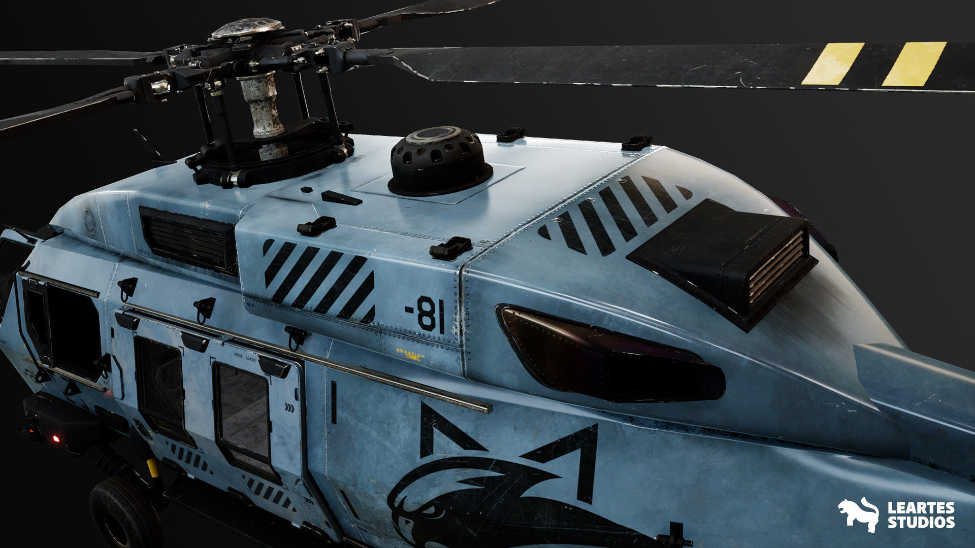 Military Helicopter - Rigged and BP Controllable with skins Low-poly 3D model_2