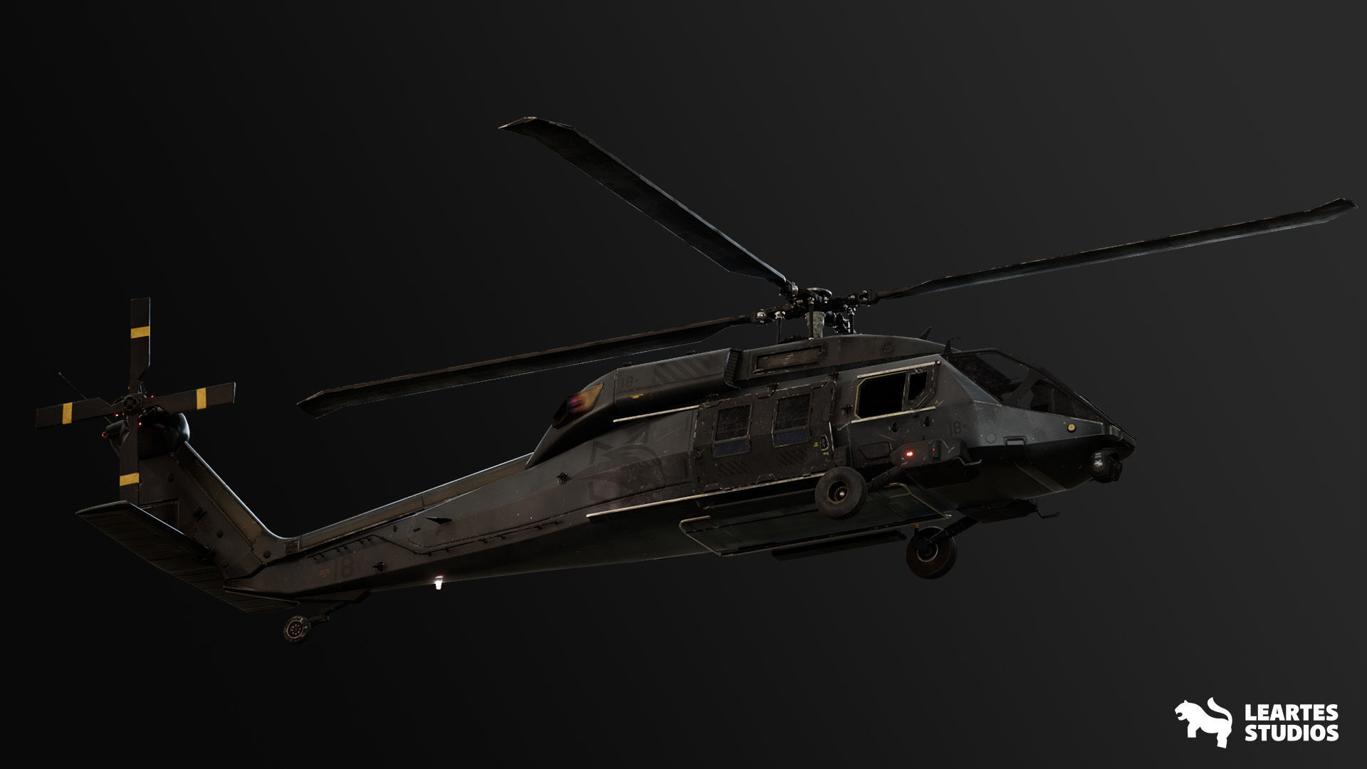 Military Helicopter - Rigged and BP Controllable with skins Low-poly 3D model_13