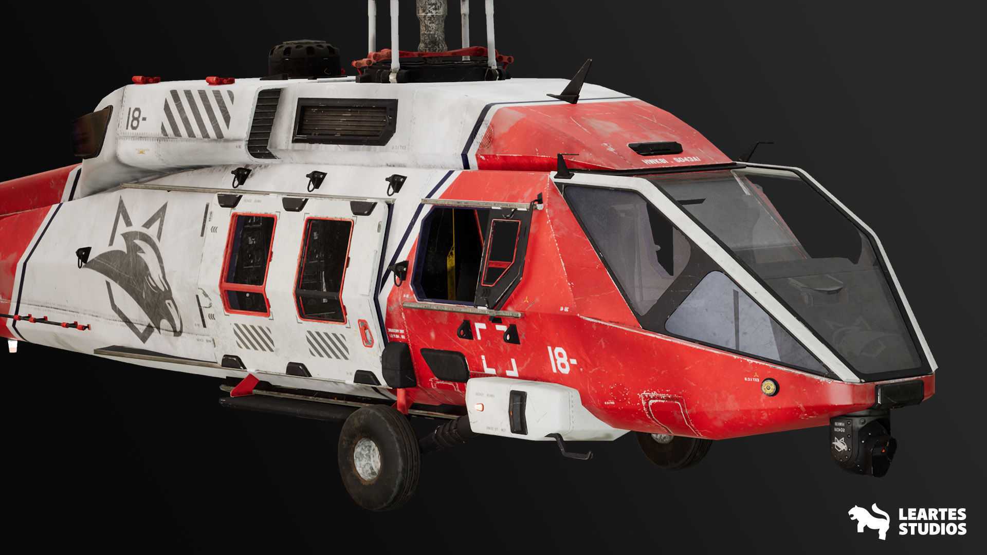 Military Helicopter - Rigged and BP Controllable with skins Low-poly 3D model_4