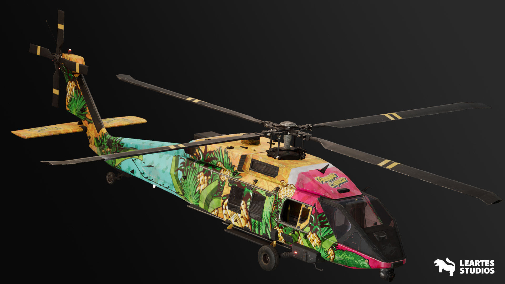 Military Helicopter - Rigged and BP Controllable with skins Low-poly 3D model_15