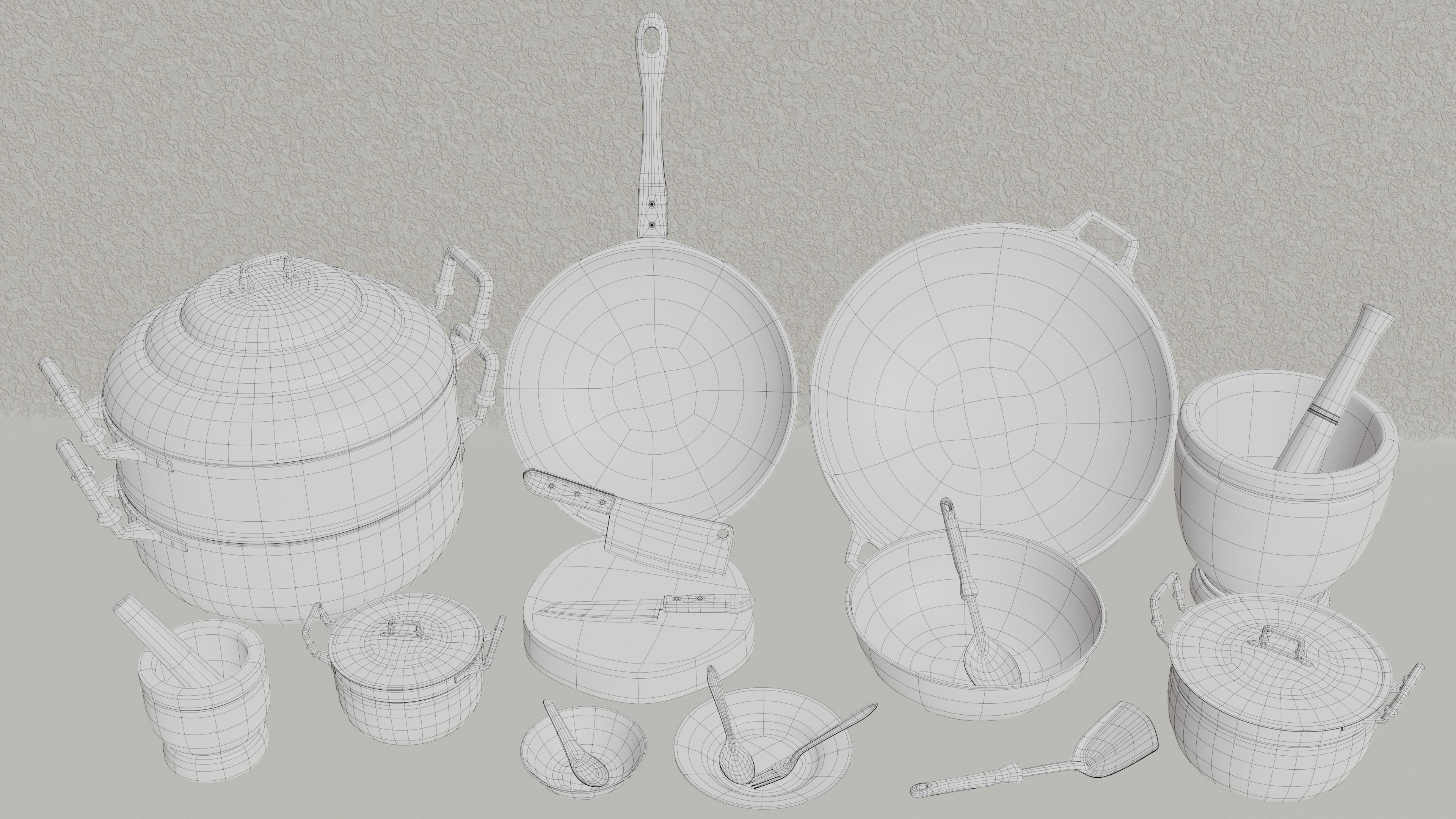 Thai Kitchenware  Low-poly 3D model_1