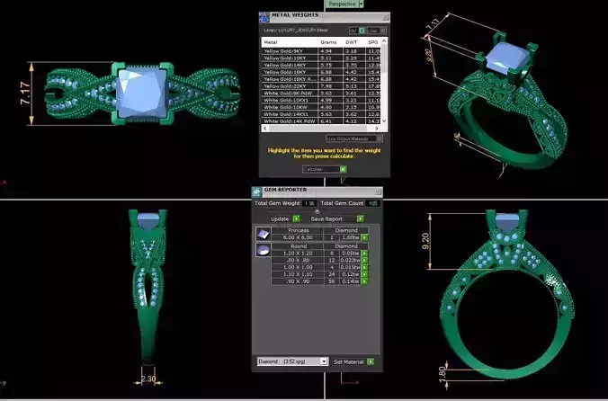 Engagement Ring 3d model and Render 