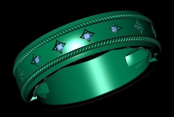 Ring 3d Model emerald wedding band 3D print model