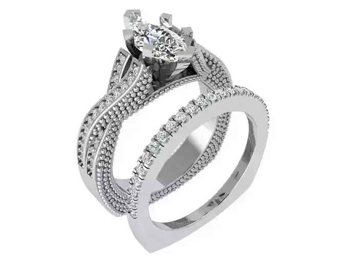 Infinity diamond ring with band 3518 3D print model 