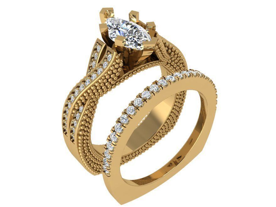 Infinity diamond ring with band 3518 3D print model 3D print model_1