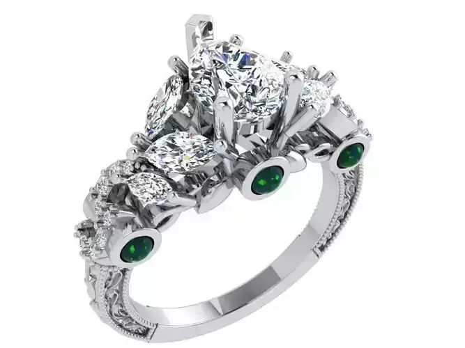 Crown diamond ring 3519 3D print model