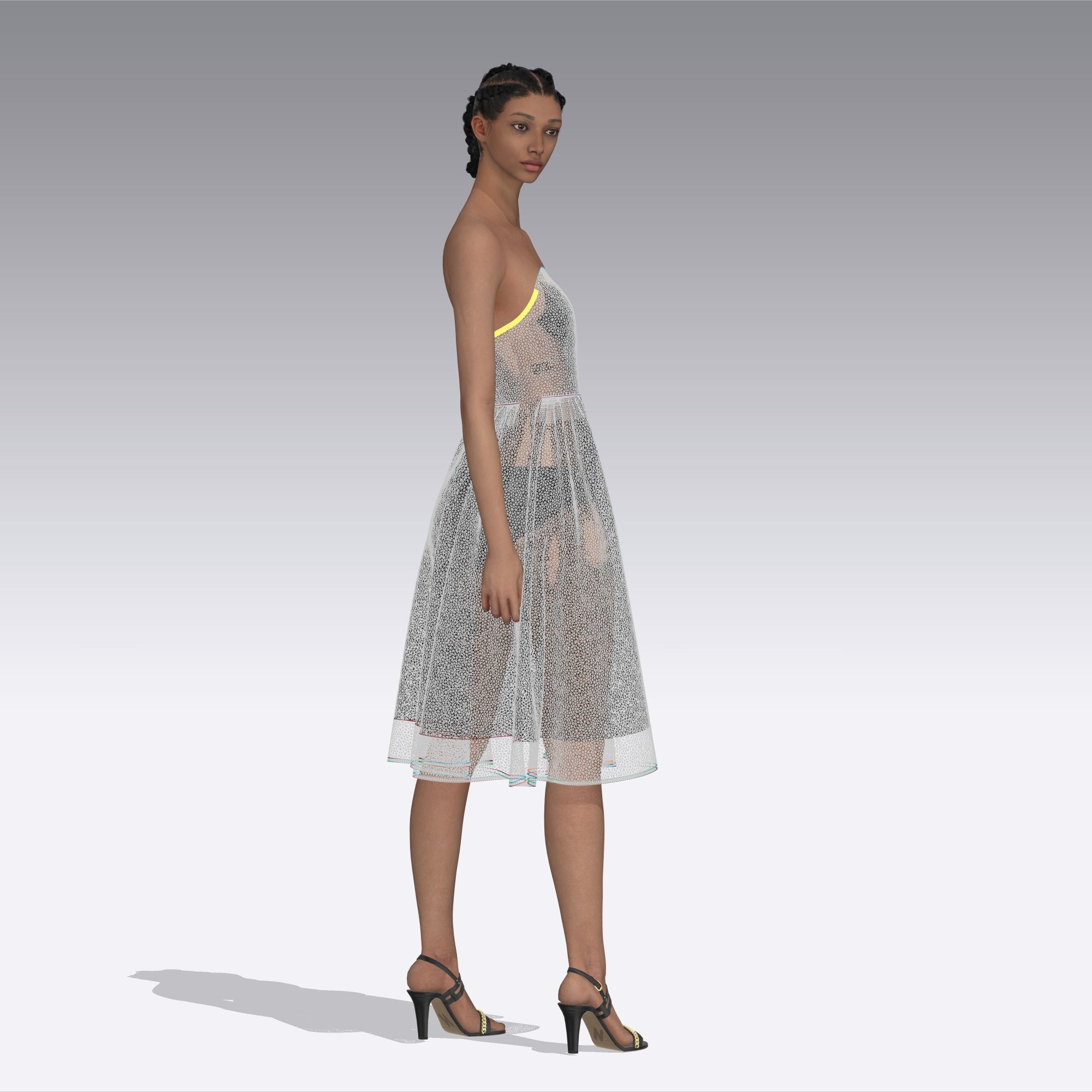 Women dress Clo3d 3D model_10
