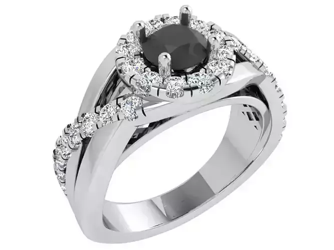 Round black stone diamond ring 3522 3D print model