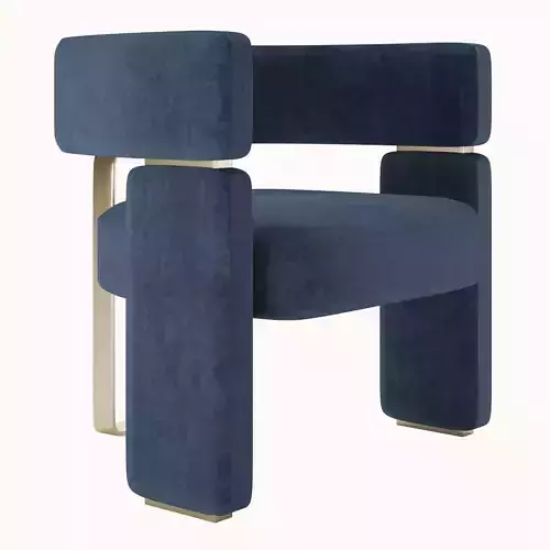 Tempo Blue Velvet Gold Chair