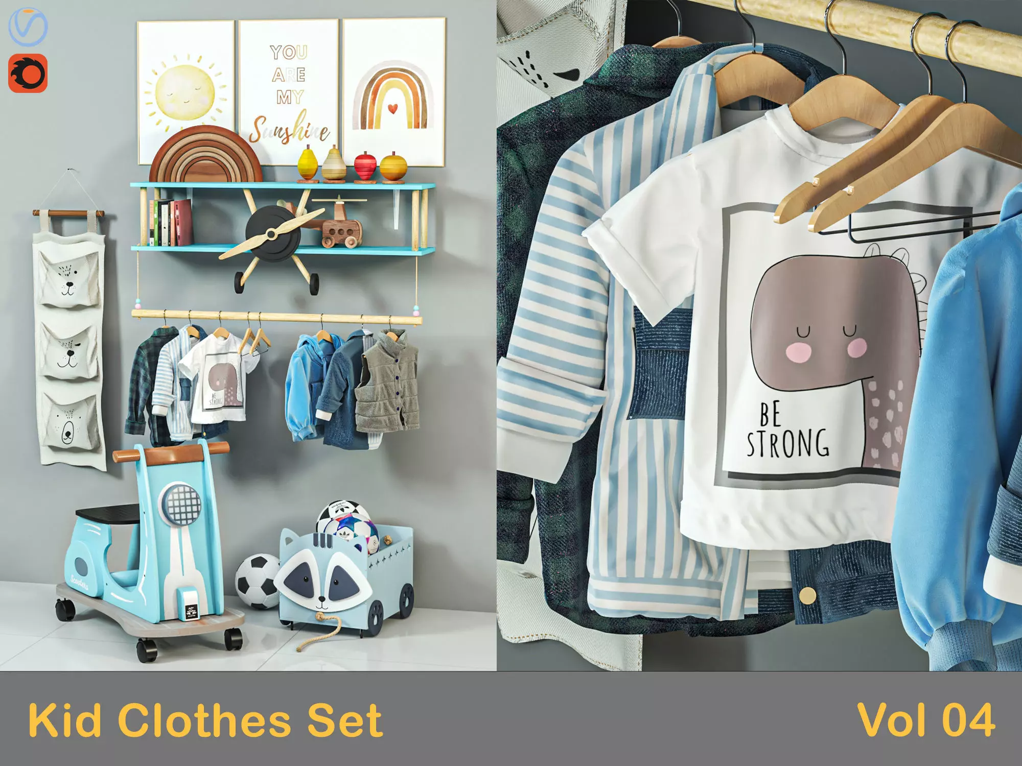 Kid Clothes set 04 Low-poly 3D model