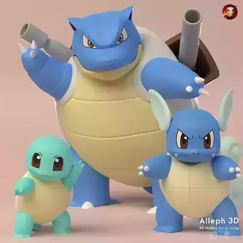 Pokemon squirtle evolution pack 3D print model