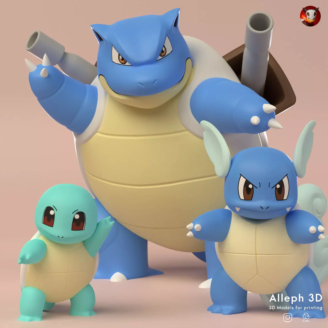 Pokemon squirtle evolution pack 3D print model_0