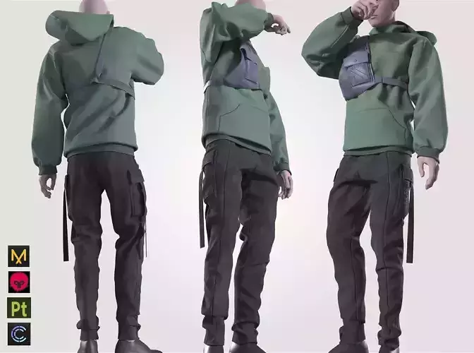 3d man clothes pants hoodie bag