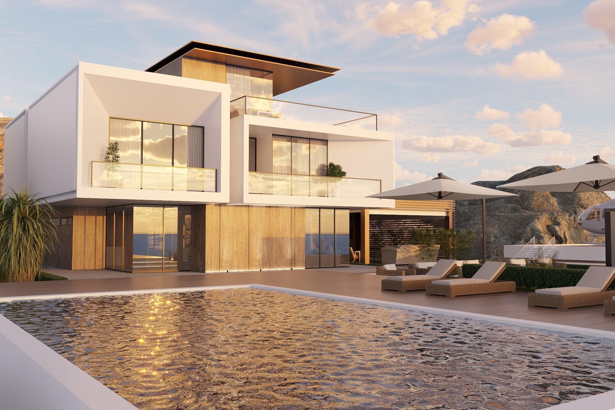 Landscape on the cliff The whole 3d scene Low-poly 3D model_1