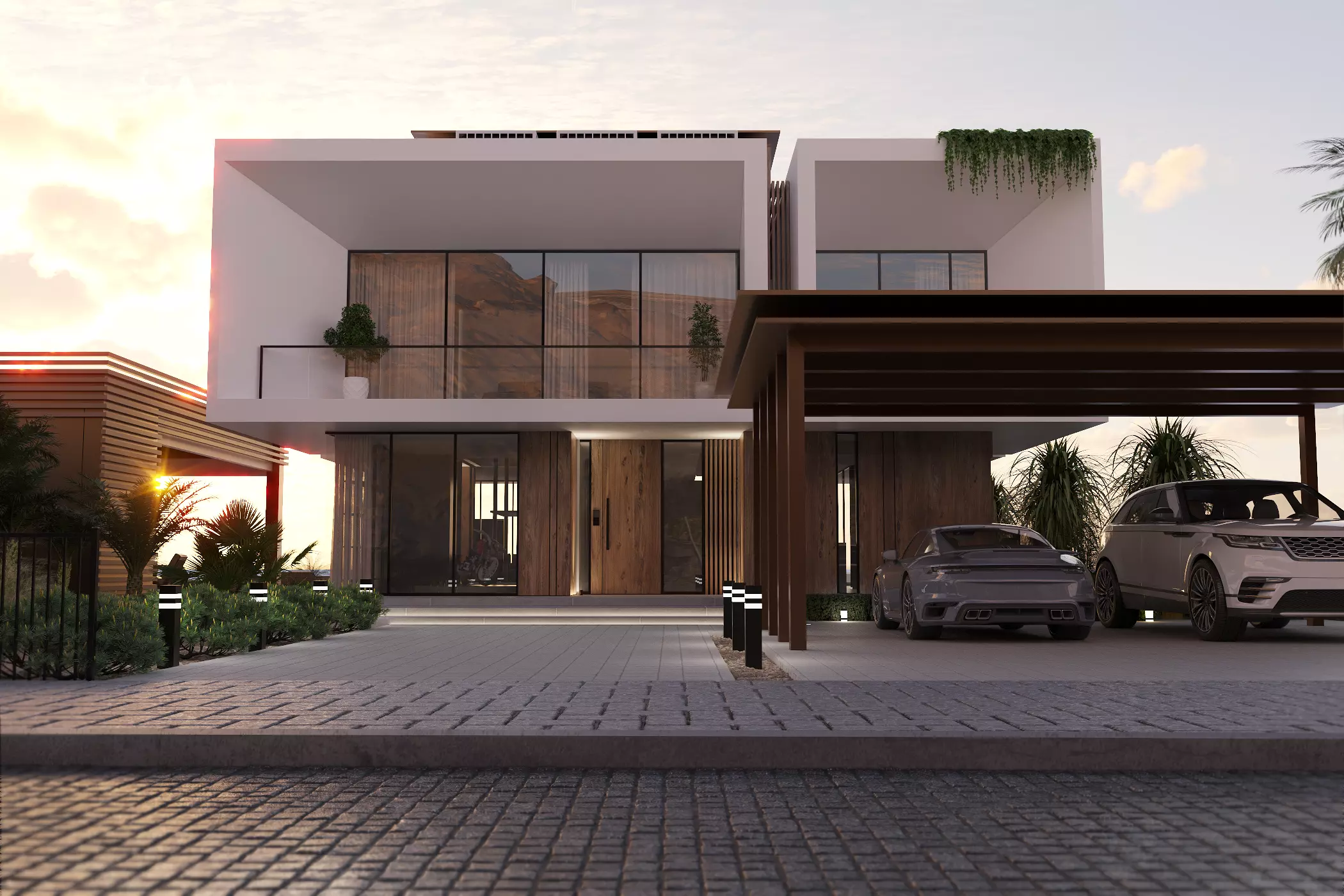 Landscape on the cliff The whole 3d scene Low-poly 3D model_0