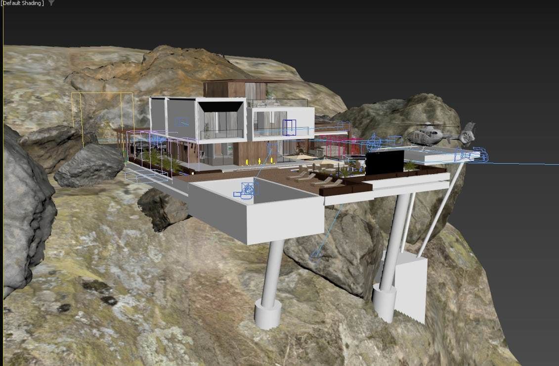 Landscape on the cliff The whole 3d scene Low-poly 3D model_12