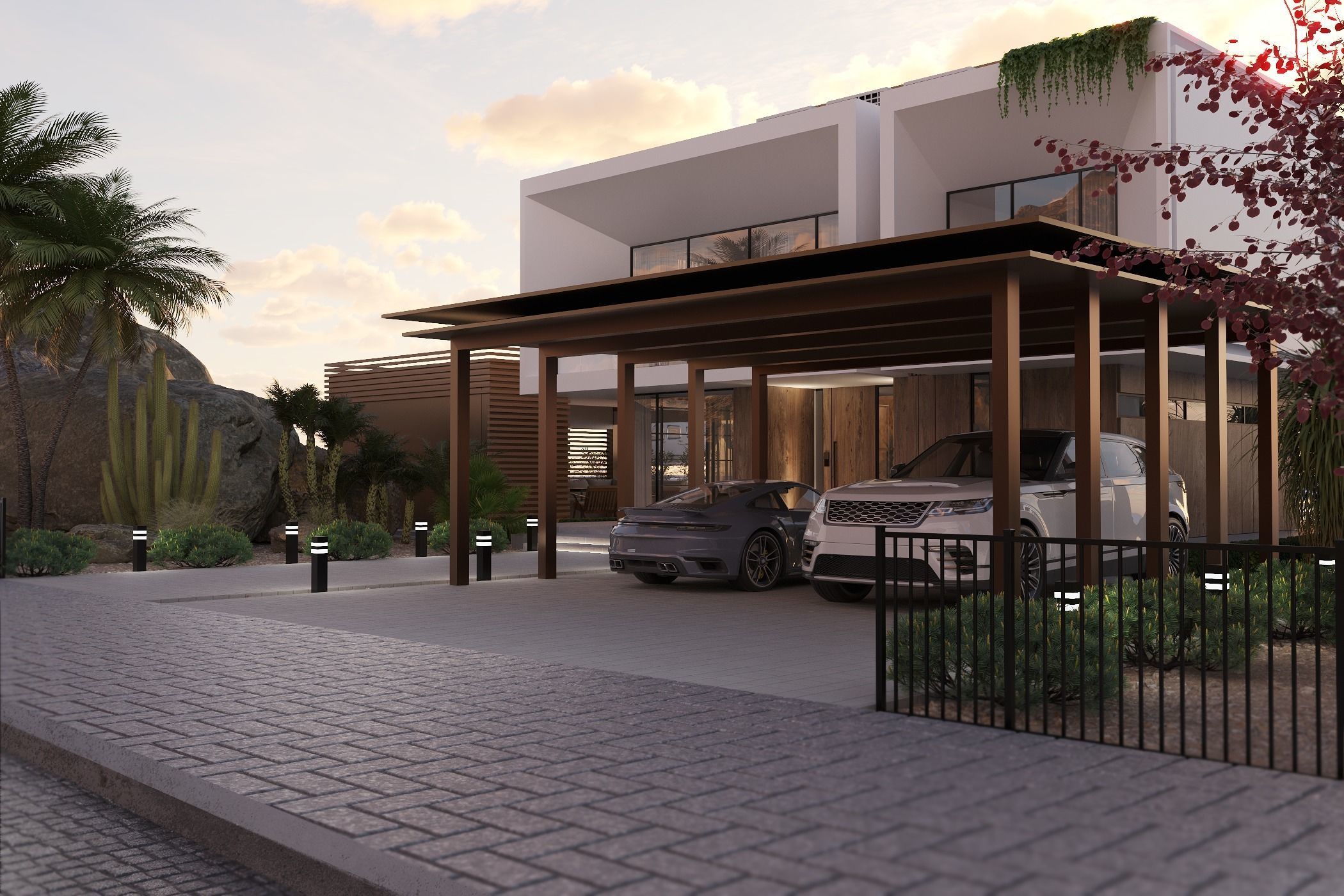 Landscape on the cliff The whole 3d scene Low-poly 3D model_4