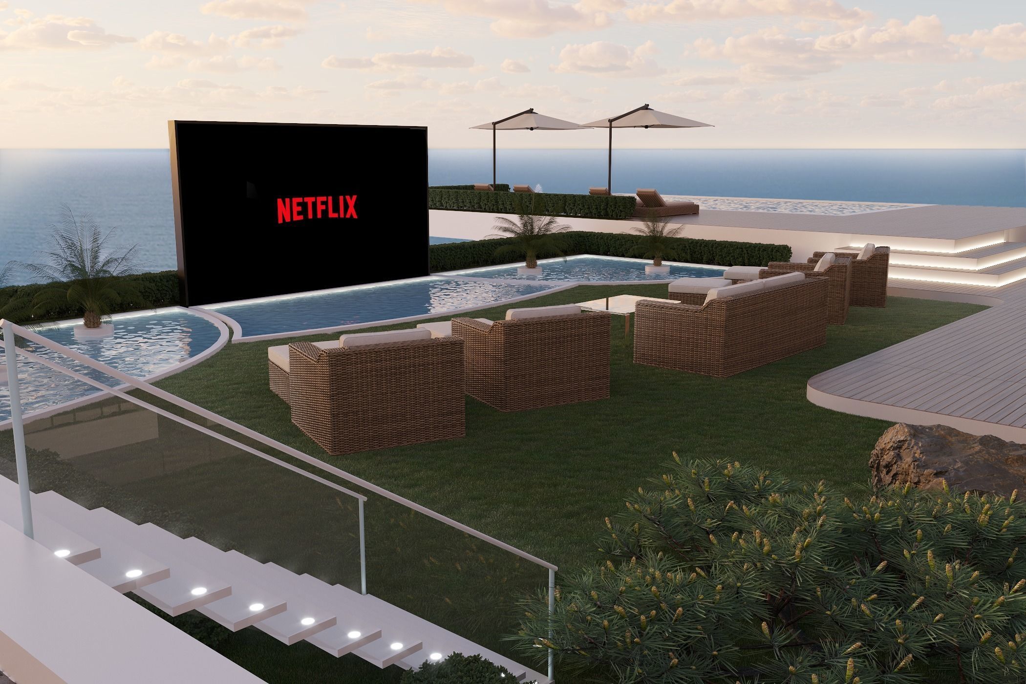 Landscape on the cliff The whole 3d scene Low-poly 3D model_5