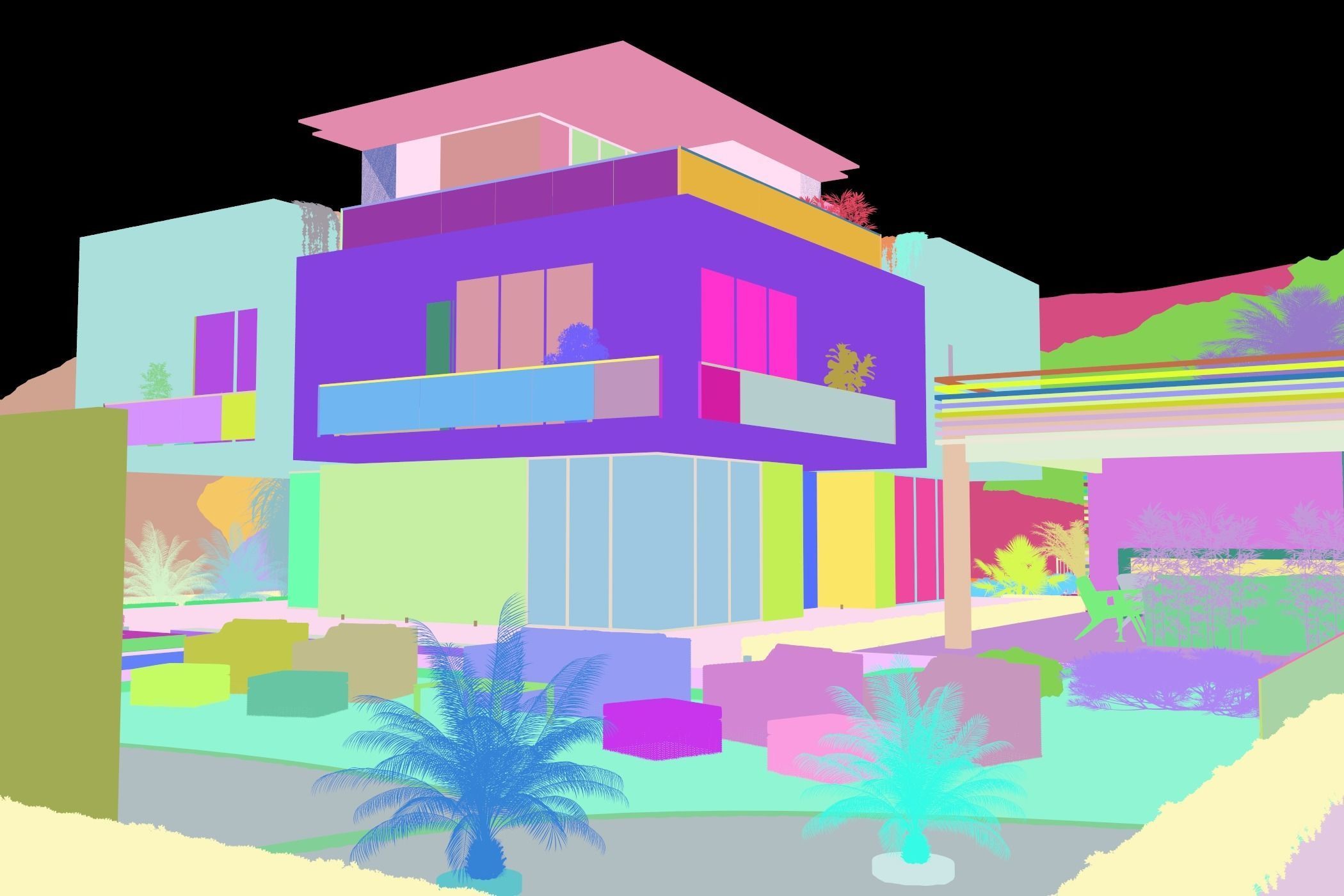 Landscape on the cliff The whole 3d scene Low-poly 3D model_10