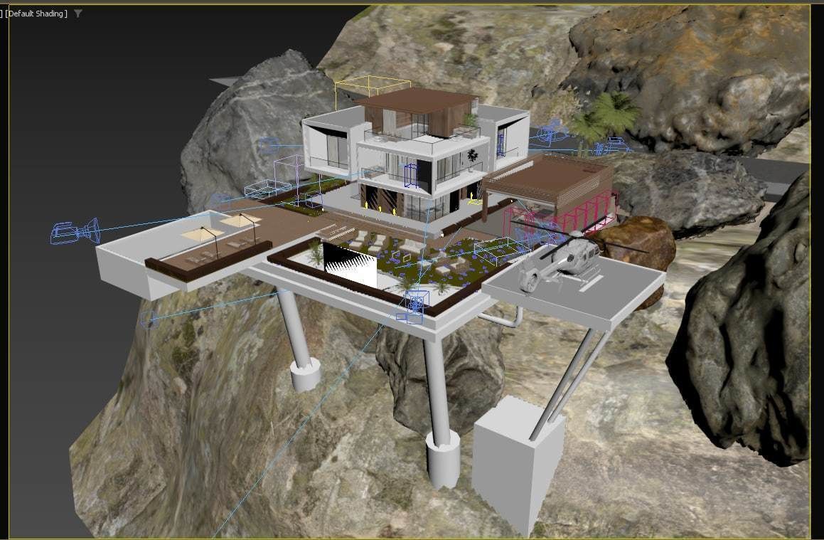 Landscape on the cliff The whole 3d scene Low-poly 3D model_13