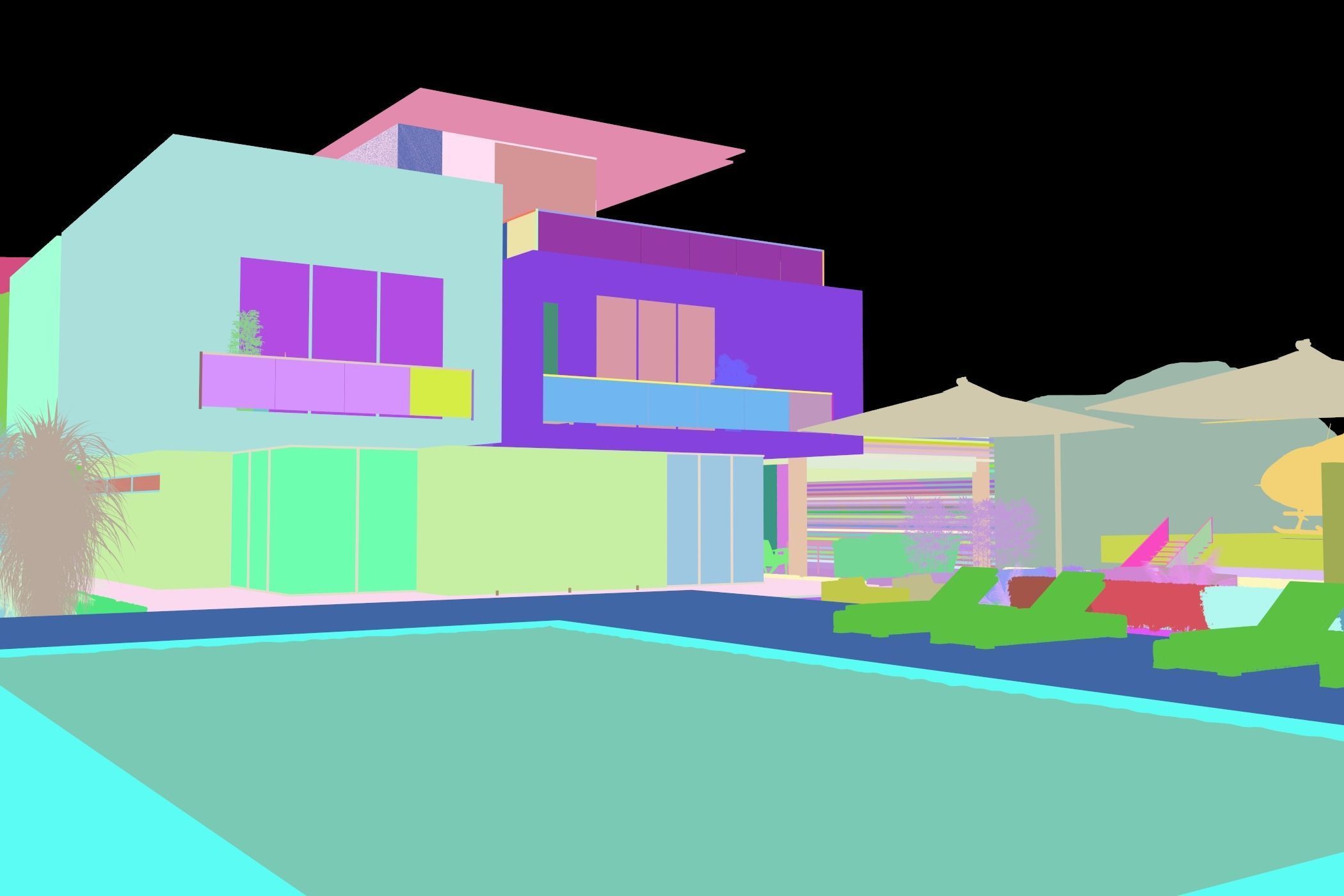 Landscape on the cliff The whole 3d scene Low-poly 3D model_9